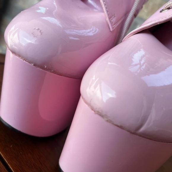Pleaser pink ankle boots, 7 inch heel - Picture 2 of 5